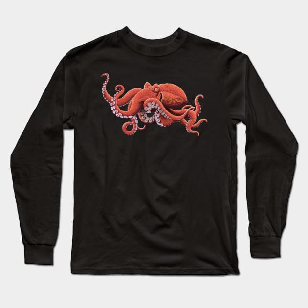 Giant Pacific Octopus Long Sleeve T-Shirt by Hell Creek Studios